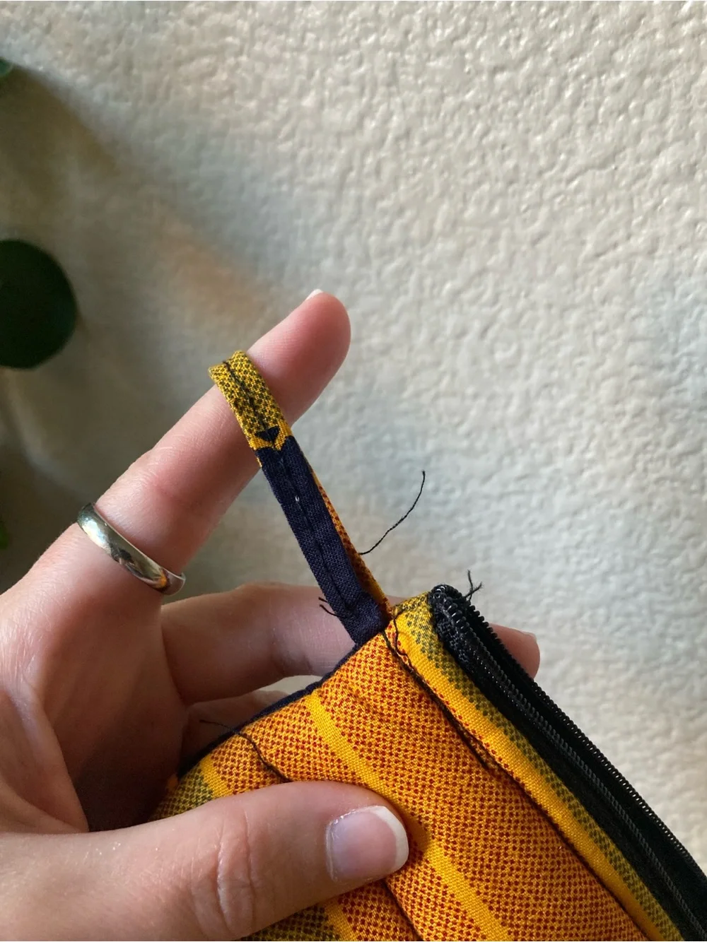 Bohemian Style Zip Pouch - Yellow, Maroon & Black